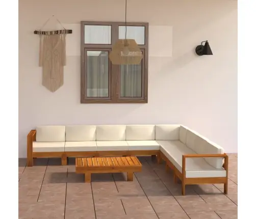 9 Dalių Sodo Poilsio Baldų Komplektas Su Pagalvėlėmis, 100X60 cm Akacijos Mediena