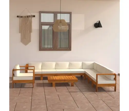 10 Dalių Sodo Poilsio Baldų Komplektas Su Pagalvėlėmis, 100X60 cm Akacijos Mediena