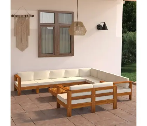 10 Daļu Dārza Atpūtas Mēbeļu Komplekts Ar Spilveniem, 100X60 Cm, Akācijas Koks Vidaxl