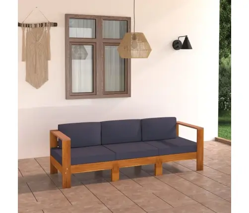 Trīsvietīgs Dārza Dīvāns, Tumši Pelēki Spilveni, Akācijas Koks Vidaxl