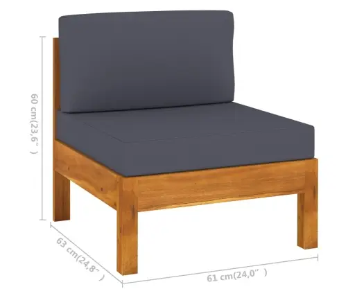 Četrvietīgs Dārza Dīvāns, Tumši Pelēki Spilveni, Akācijas Koks Vidaxl