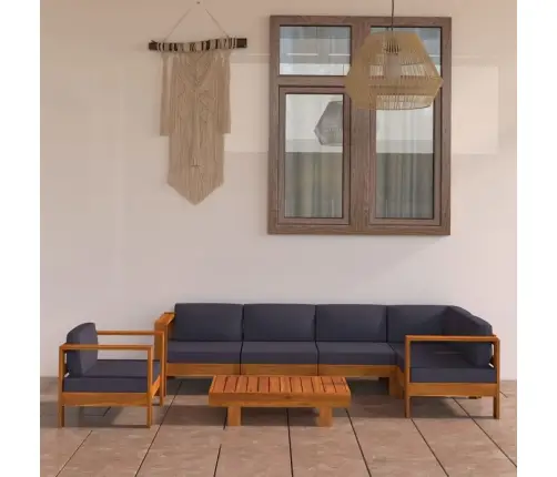 7-Daļīgs Dārza Mēbeļu Komplekts Ar Spilveniem, Akācijas Koks Vidaxl