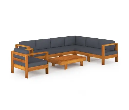 8-Daļīgs Dārza Mēbeļu Komplekts Ar Spilveniem, Akācijas Koks Vidaxl