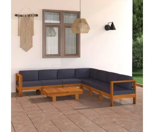 8-Daļīgs Dārza Mēbeļu Komplekts Ar Spilveniem, Akācijas Koks Vidaxl