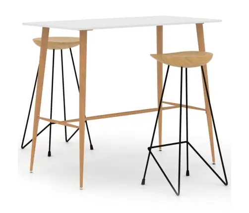 3-Daļīgs Bāra Mēbeļu Komplekts, Balts Vidaxl