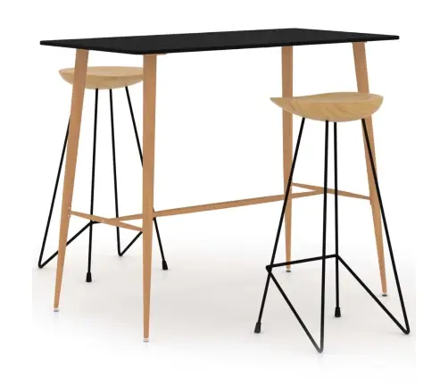 3-Daļīgs Bāra Mēbeļu Komplekts, Melns Vidaxl