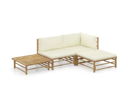 4-Daļīgs Dārza Atpūtas Mēbeļu Komplekts Ar Matračiem, Bambuss Vidaxl