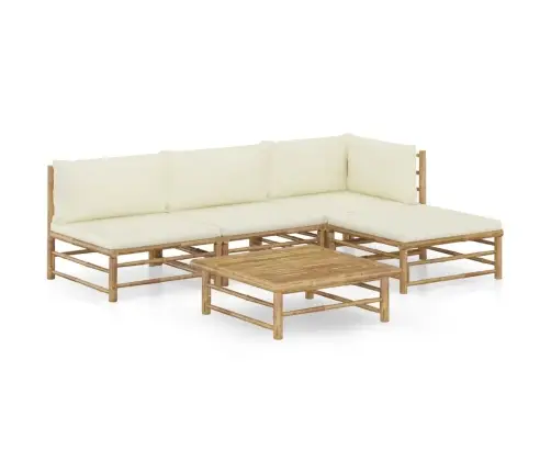 5-Daļīgs Dārza Atpūtas Mēbeļu Komplekts Ar Matračiem, Bambuss Vidaxl