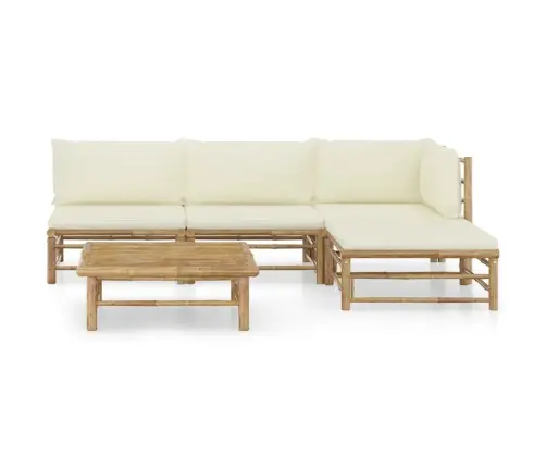 5-Daļīgs Dārza Atpūtas Mēbeļu Komplekts Ar Matračiem, Bambuss Vidaxl