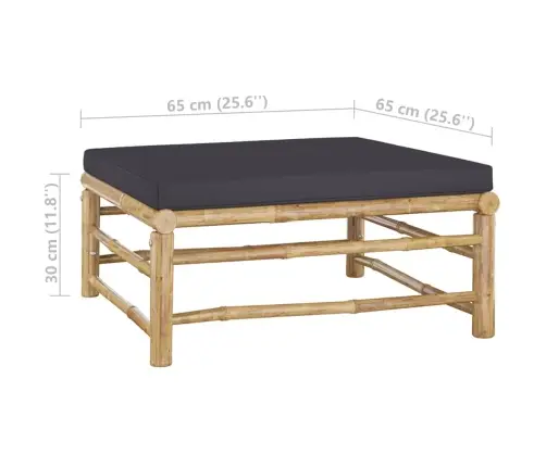 Sodo Komplektas Su Pilkomis Pagalvėmis, 5 Dalių, Bambukas