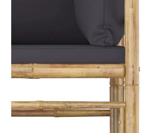 Sodo Komplektas Su Pilkomis Pagalvėmis, 5 Dalių, Bambukas