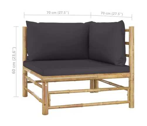 7-Daļīgs Dārza Atpūtas Mēbeļu Komplekts Ar Matračiem, Bambuss Vidaxl