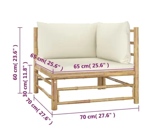 4-Daļīgs Dārza Atpūtas Mēbeļu Komplekts Ar Matračiem, Bambuss Vidaxl