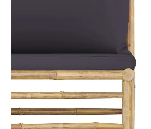 4-Osaline Aiamööbli Komplekt Tumehallide Patjadega, Bambus