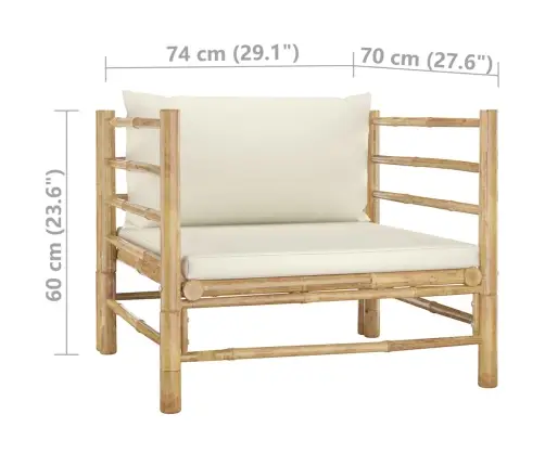 5-Daļīgs Dārza Atpūtas Mēbeļu Komplekts Ar Matračiem, Bambuss Vidaxl