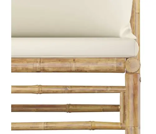 6-Osaline Aiamööblikomplekt Kreemjasvalgete Patjadega, Bambus