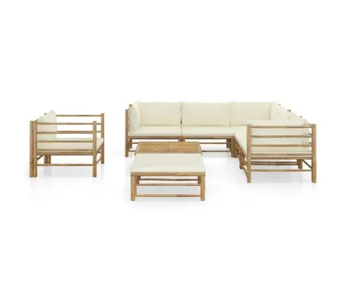 8-Daļīgs Dārza Atpūtas Mēbeļu Komplekts Ar Matračiem, Bambuss Vidaxl