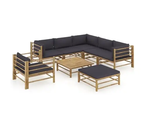 8-Daļīgs Dārza Atpūtas Mēbeļu Komplekts Ar Matračiem, Bambuss Vidaxl