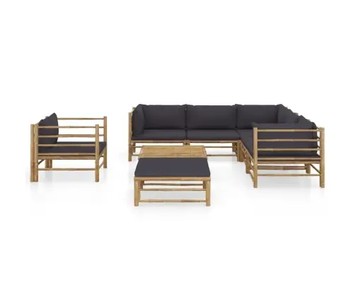 8-Daļīgs Dārza Atpūtas Mēbeļu Komplekts Ar Matračiem, Bambuss Vidaxl