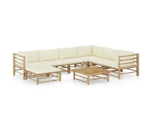 8-Daļīgs Dārza Atpūtas Mēbeļu Komplekts Ar Matračiem, Bambuss Vidaxl