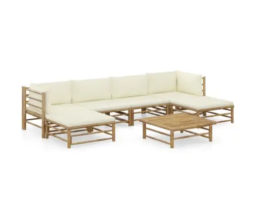 Sodo Komplektas Su Kreminėmis Pagalvėmis, 7 Dalių, Bambukas