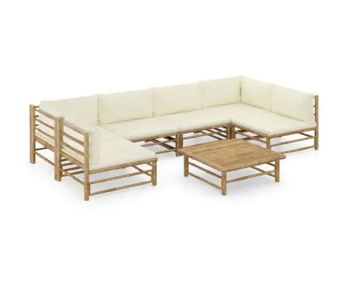 7-Daļīgs Dārza Atpūtas Mēbeļu Komplekts Ar Matračiem, Bambuss Vidaxl