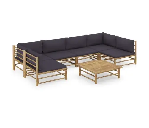 7-Daļīgs Dārza Atpūtas Mēbeļu Komplekts Ar Matračiem, Bambuss Vidaxl