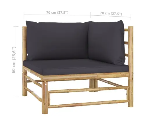 7-Daļīgs Dārza Atpūtas Mēbeļu Komplekts Ar Matračiem, Bambuss Vidaxl