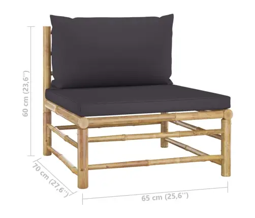 6-Daļīgs Dārza Atpūtas Mēbeļu Komplekts Ar Matračiem, Bambuss Vidaxl