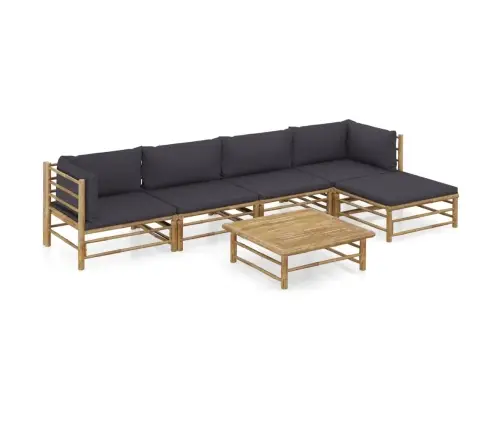 Sodo Komplektas Su Pilkomis Pagalvėmis, 6 Dalių, Bambukas