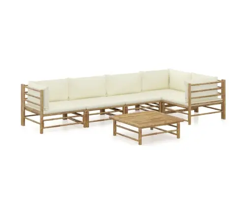 Sodo Komplektas Su Kreminėmis Pagalvėmis, 6 Dalių, Bambukas