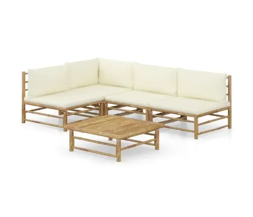 5-Daļīgs Dārza Atpūtas Mēbeļu Komplekts Ar Matračiem, Bambuss Vidaxl