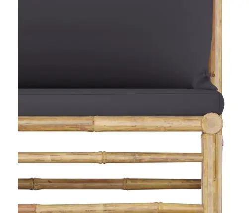 5-Osaline Aiamööbli Komplekt Tumehallide Patjadega, Bambus