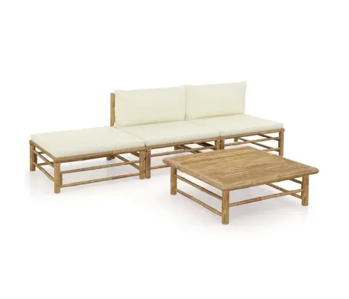 Sodo Komplektas Su Kreminėmis Pagalvėmis, 4 Dalių, Bambukas