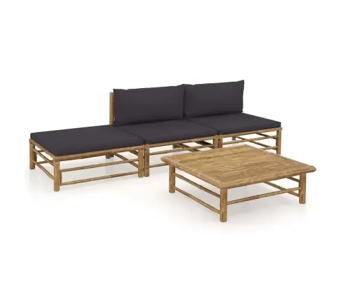 4-Daļīgs Dārza Atpūtas Mēbeļu Komplekts Ar Matračiem, Bambuss Vidaxl