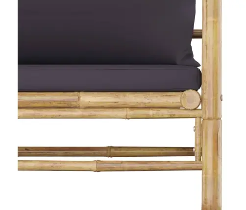 7-Osaline Aiamööblikomplekt Tumehallide Patjadega, Bambus