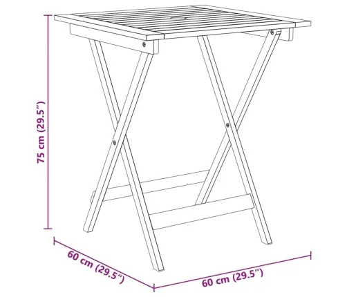 3-Daļīgs Dārza Mēbeļu Komplekts, Saliekams, Akācijas Masīvkoks Vidaxl