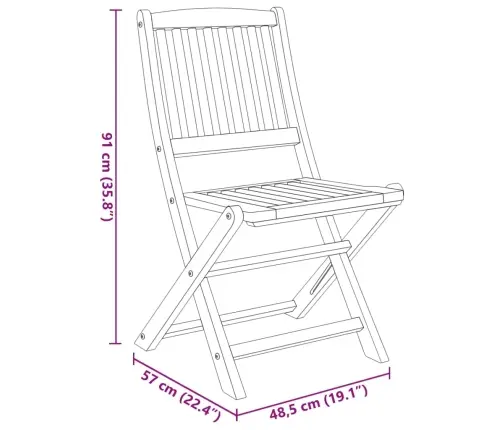 3-Daļīgs Dārza Mēbeļu Komplekts, Saliekams, Akācijas Masīvkoks Vidaxl