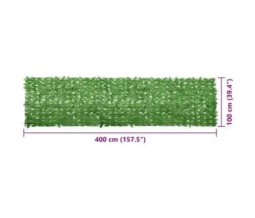 Balkona Aizslietnis Ar Zaļām Lapām, 400X100 Cm Vidaxl