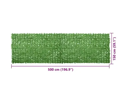 Balkona Aizslietnis Ar Zaļām Lapām, 500X150 Cm Vidaxl