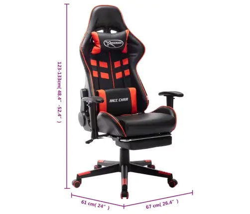 Žaidimų Kėdė Su Pakoja, Juoda Ir Raudona, Dirbtinė Oda