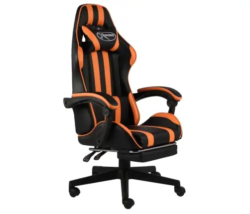 Biroja Krēsls Ar Kāju Balstu, Melna Un Oranža Mākslīgā Āda  Vidaxl