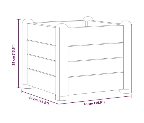 Augstā Puķu Kaste, Pelēkbrūna, 43X43X35 Cm, Pp Vidaxl