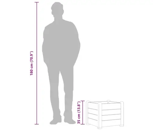 Augstā Puķu Kaste, Pelēkbrūna, 43X43X35 Cm, Pp Vidaxl