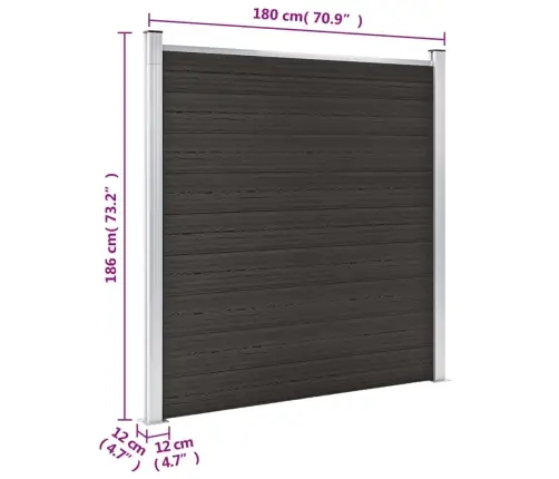 Žoga Panelis, 180X186 Cm, Melns Wpc Vidaxl