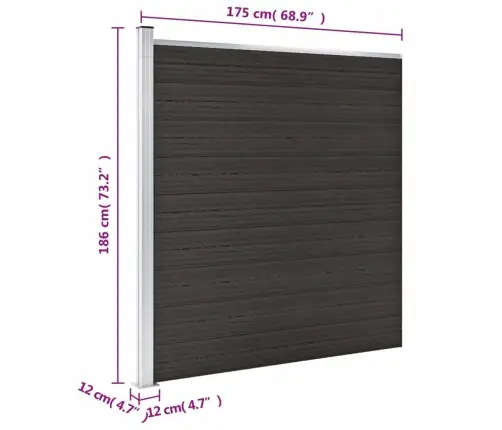 Žoga Panelis, 175X186 Cm, Melns Wpc Vidaxl