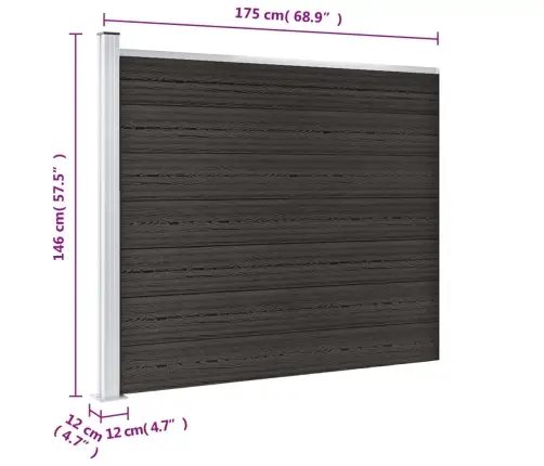 Žoga Panelis, 175X146 Cm, Pelēks Wpc Vidaxl Žoga Panelis, 175X146 Cm, Pelēks Wpc Vidaxl