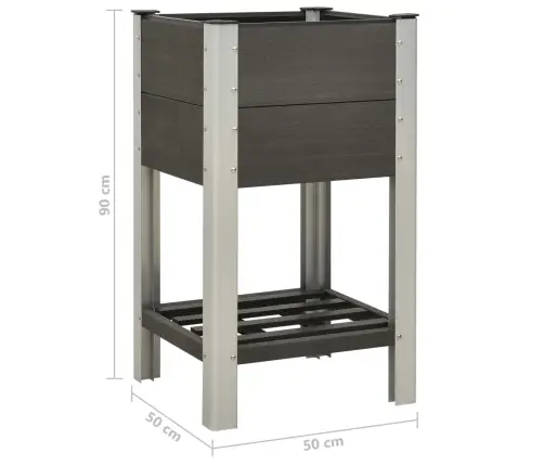 Augstā Puķu Kaste Ar Plauktu, 50X50X90 Cm, Pelēks Wpc Vidaxl