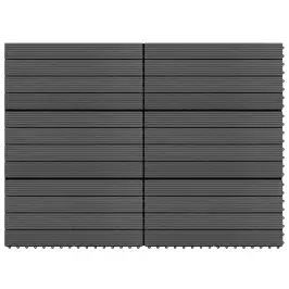 Terases Flīzes, 6 Gab., Wpc, 60X30 Cm, 1,08 M², Melnas Vidaxl