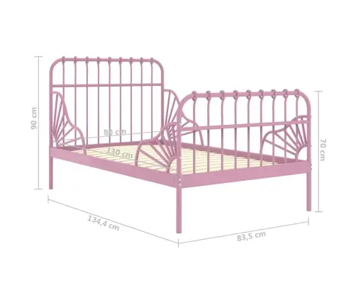 Išskleidžiamas Lovos Rėmas, Rožinis, 80X130/200cm Metalas